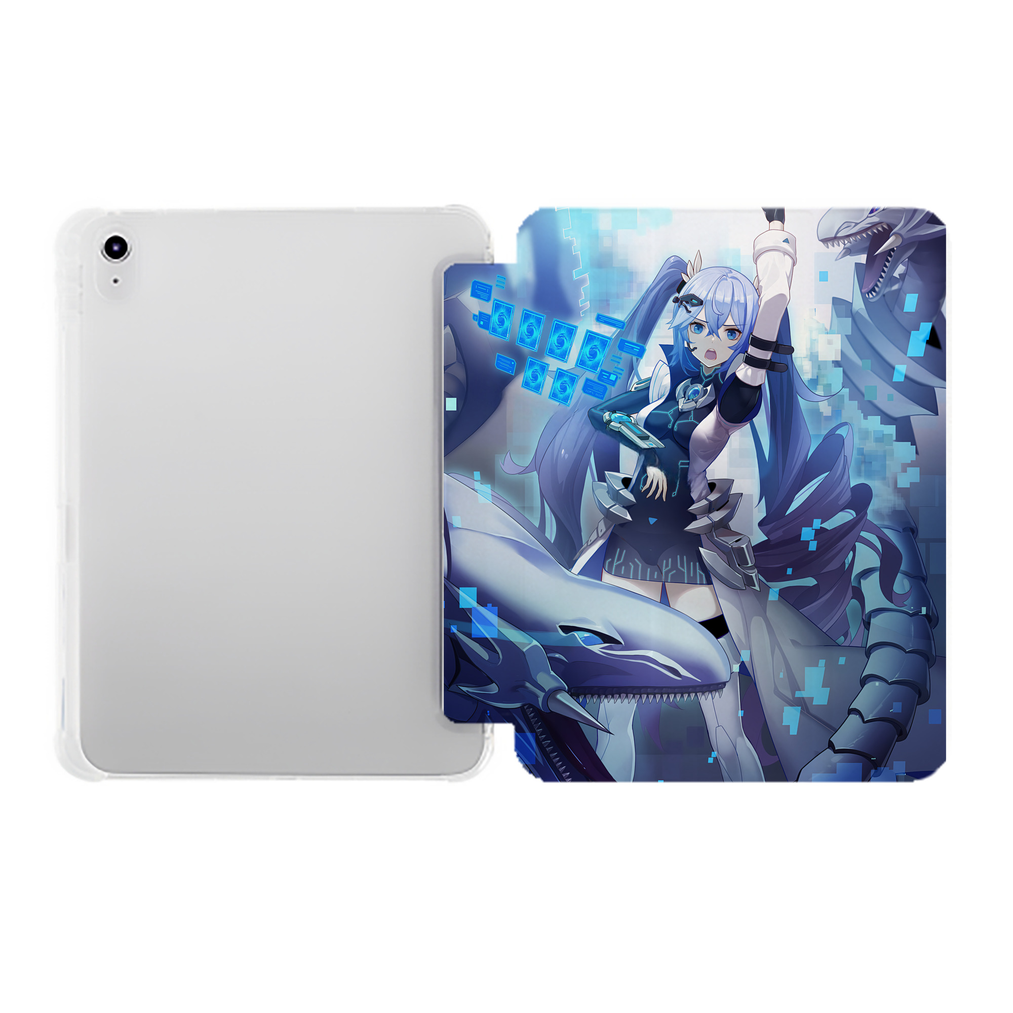（画像用） 遊☆戯☆王 Yu-Gi-Oh! IPad ケース ペン収納付き 三つ折りスタンド PUレザー×シリコン 対応機種9.5/10.5/10.9インチ